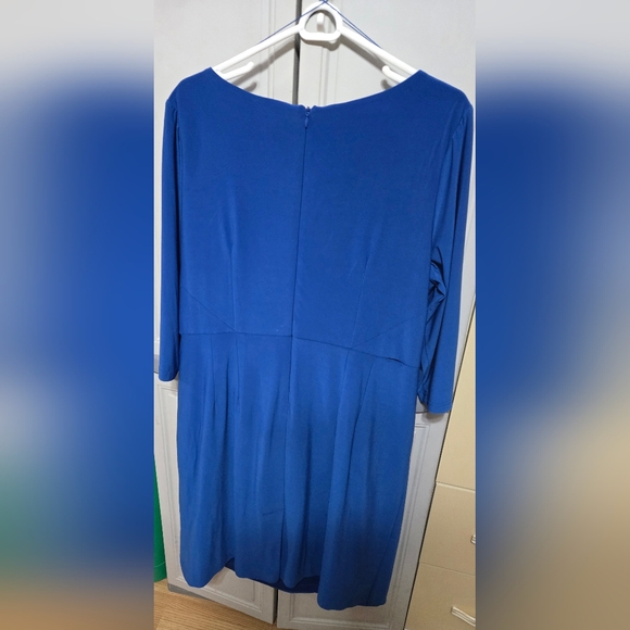 dressbarn Royal Blue Long Sleeve Dress with Rosette - Picture 2 of 3